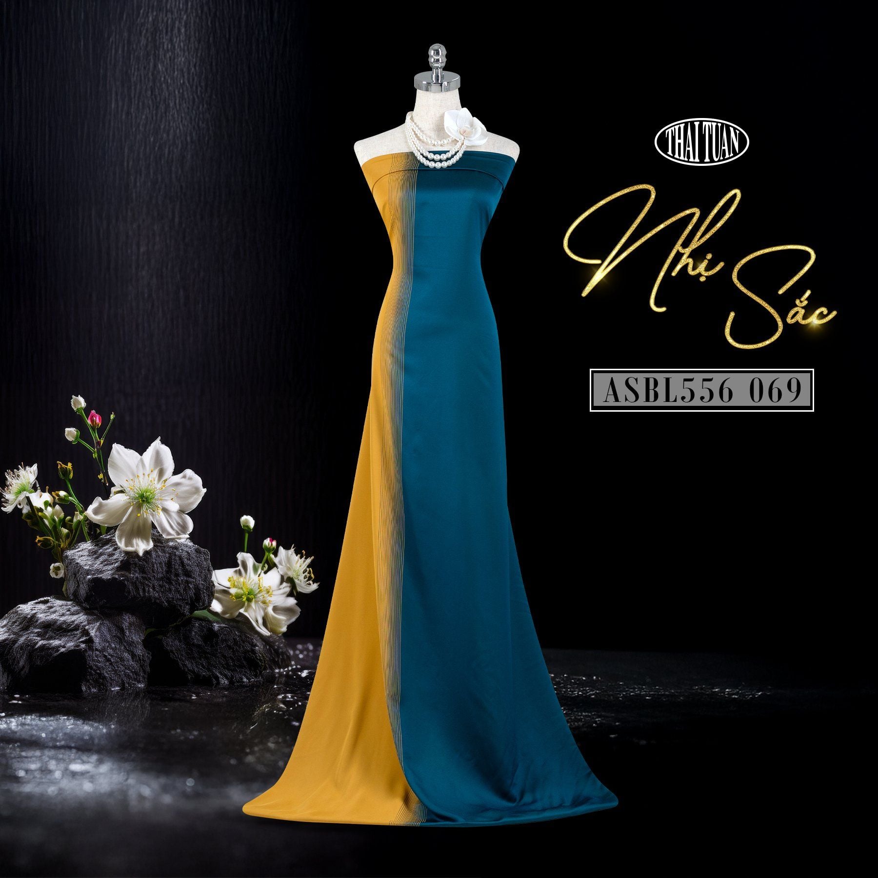 Vải In Hoa Văn Cách Điệu Nhẹ Màu Vàng Đồng 2 Ánh Khổ 1m50 Dài 3 ASBL556069