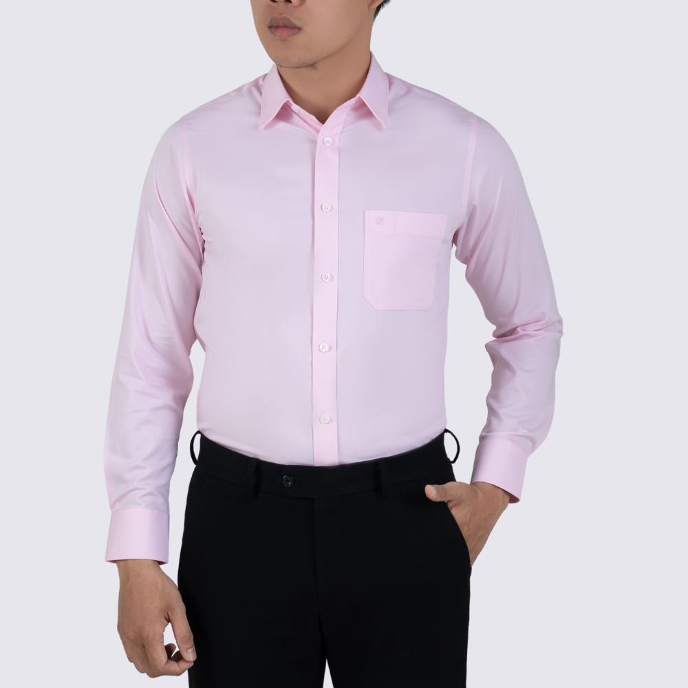 Áo sơ mi nam dài tay màu hồng phấn có túi GENTITI By Thái Tuấn- 1C802HAKT006
