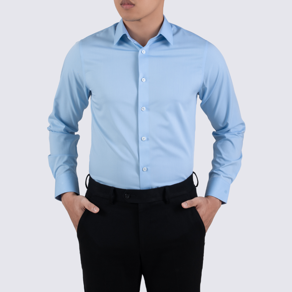 Áo sơ mi nam dài tay xanh không túi GENTITI By Thái Tuấn - 1C803HAKT005