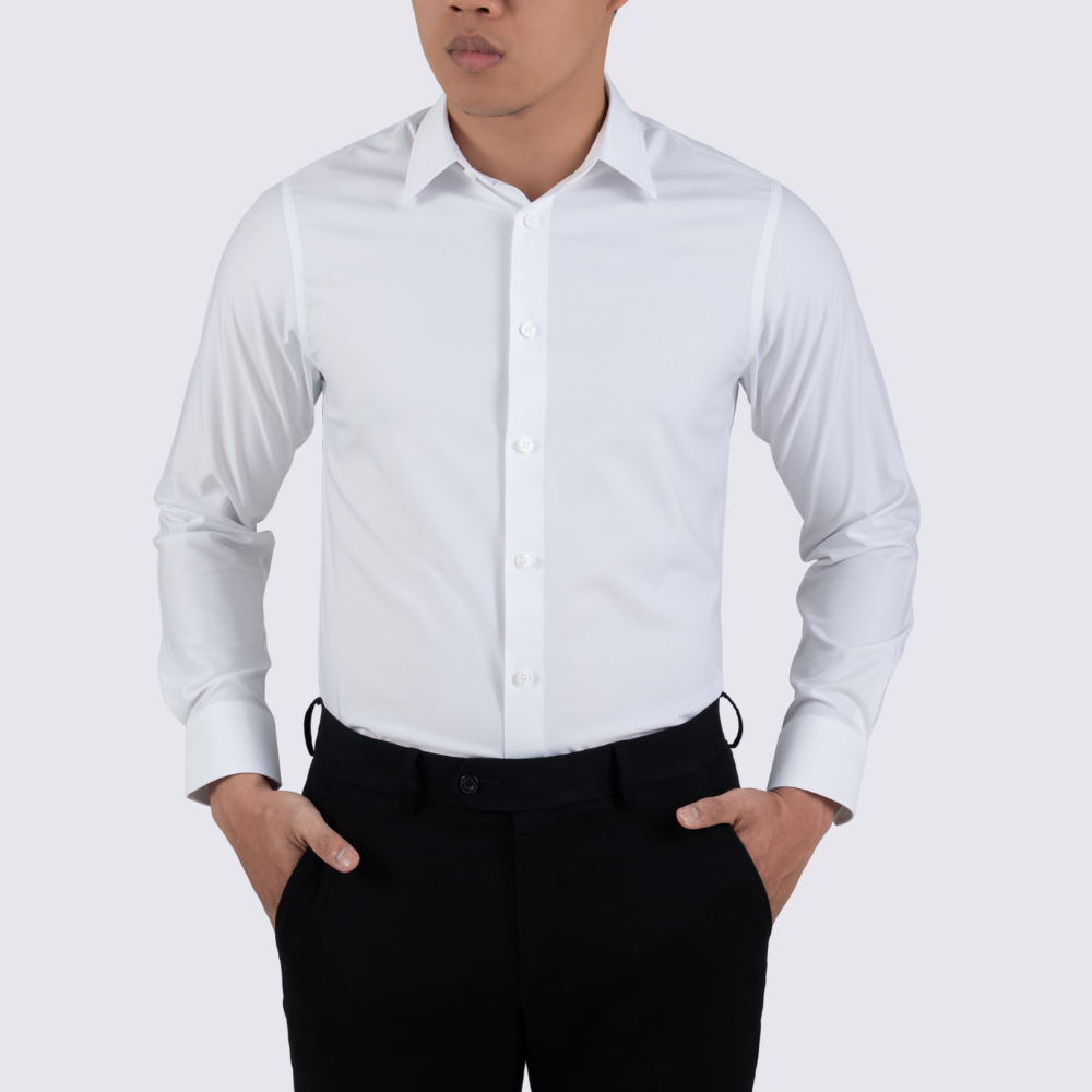 Áo sơ mi nam dài tay màu trắng không túi GENTITI by Thái Tuấn -  1C803HAKT101