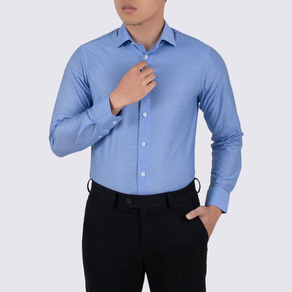 Áo sơ mi nam tay dài màu xanh Navy sáng không túi GENTITI by Thái Tuấn - 1C805HAKT018