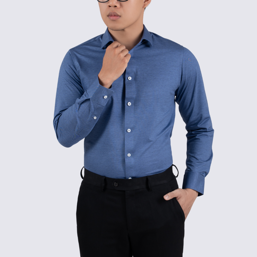 Áo sơ mi nam tay dài màu xanh chàm GENTITI by Thái Tuấn - 1C806HAKT057