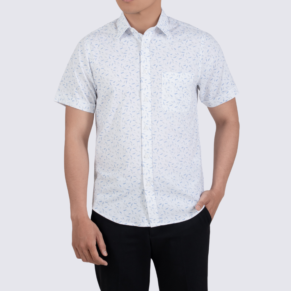 Áo sơ mi nam trắng họa tiết vệt xanh xám GENTITI By Thái Tuấn - 1C813HAKT121