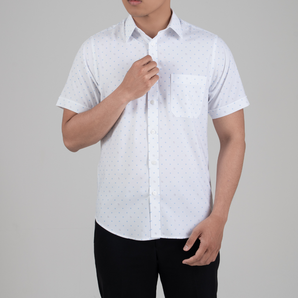 Áo sơ mi nam ngắn tay có túi có họa tiết hoa văn GENTITI by Thái Tuấn - 1C814HAKT521