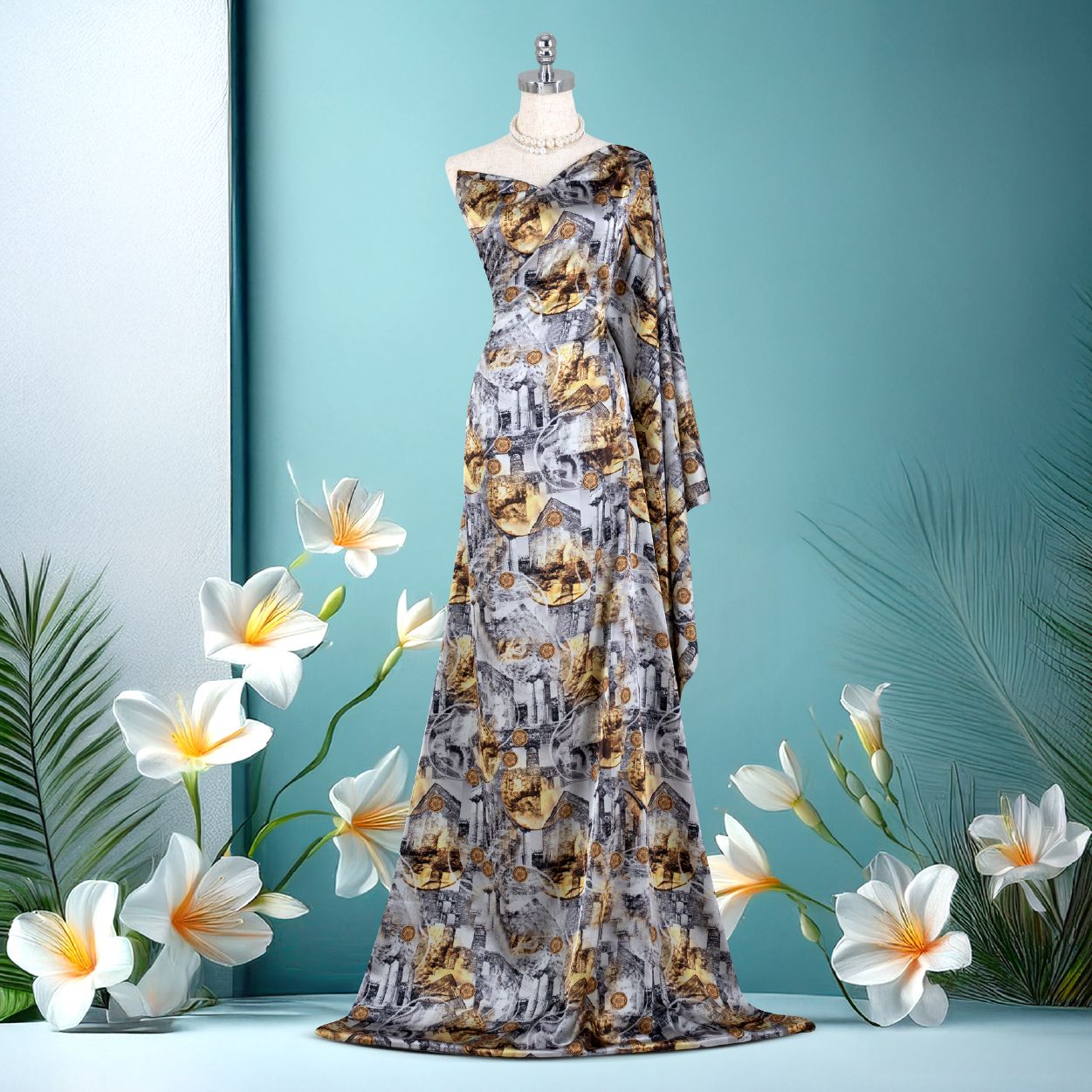 ASBA686211EQG Vải In Hoa Văn Đều Cao Cấp Khổ 1m5 x 2m2