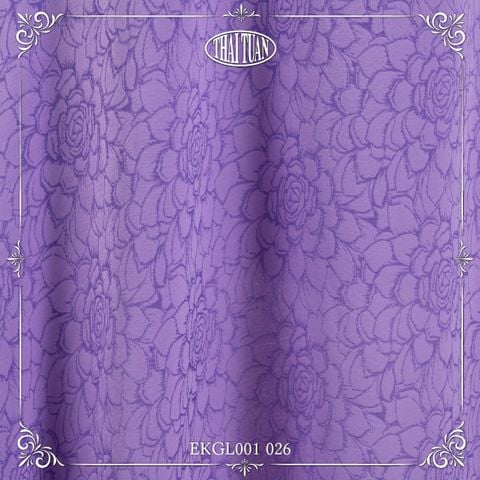 EKGL001-026 Vải Gấm Màu Tím Hoạ Tiết Hoa Hồng 1m5 x 2m