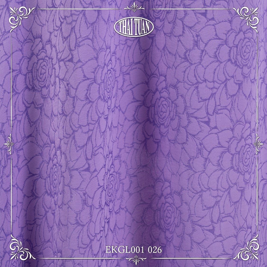 EKGL001-026 Vải Gấm Màu Tím Hoạ Tiết Hoa Hồng 1m5 x 2m