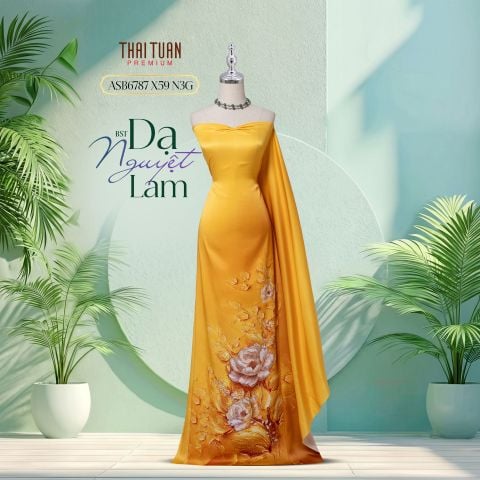 Vải Cao Cấp Dạ Nguyệt Lam Kháng Khuẩn Đính Đá 1m5x2m3 ASB6787X59N3G