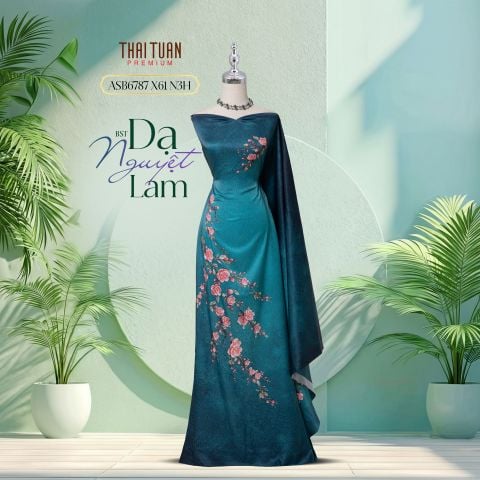 Vải Cao Cấp Dạ Nguyệt Lam Kháng Khuẩn Đính Đá 1m5x2m3 ASB6787X61N3H