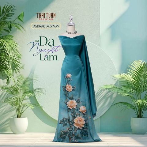 Vải Cao Cấp Dạ Nguyệt Lam Kháng Khuẩn Đính Đá 1m5x2m3 ASB6787X65N3N