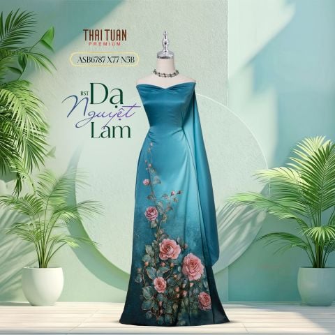 Vải Cao Cấp Dạ Nguyệt Lam Kháng Khuẩn Đính Đá 1m5x2m3 ASB6787X77N5B