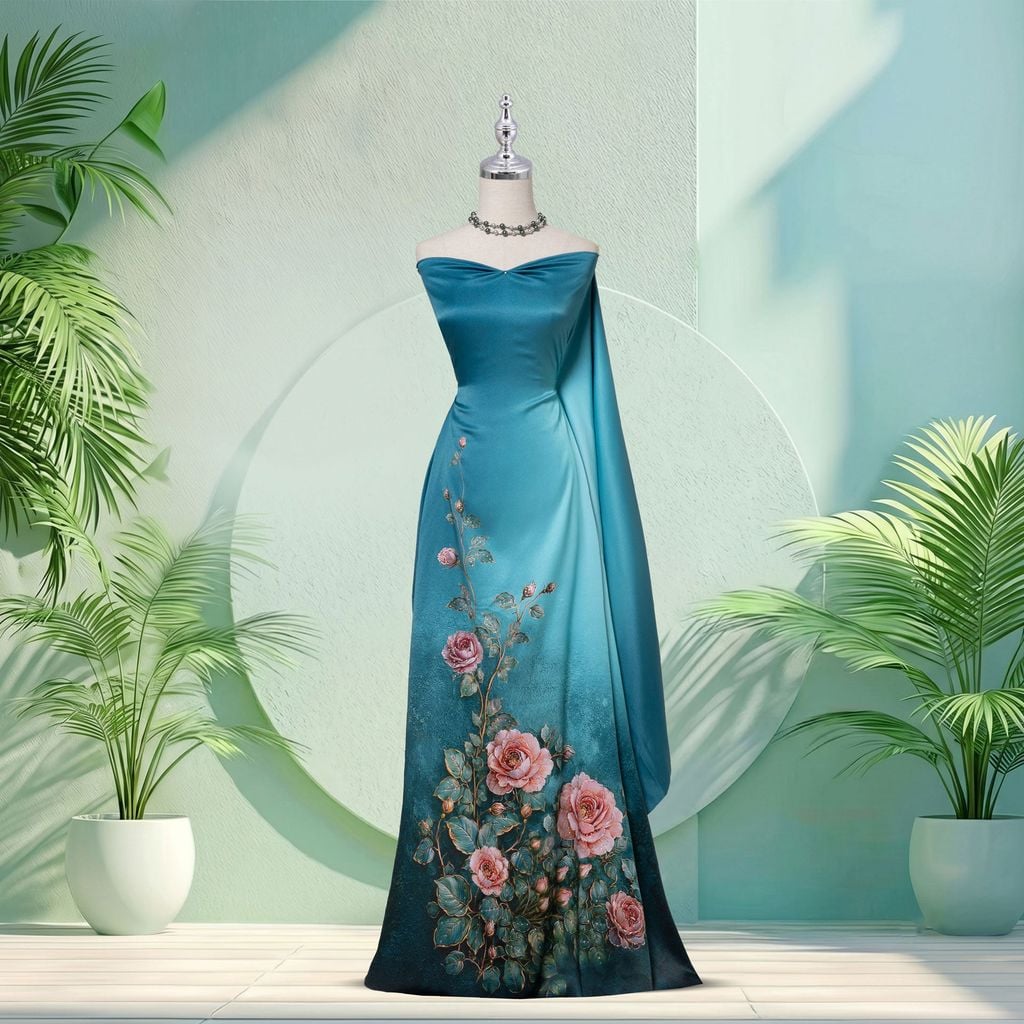 Vải Cao Cấp Dạ Nguyệt Lam Kháng Khuẩn Đính Đá 1m5x2m3 ASB6787X77N5B