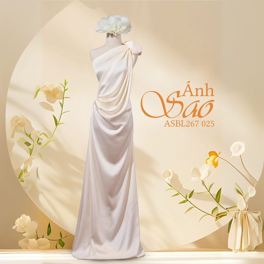 Vải Lụa Ánh Sao Màu Trắng Be ASBL267025