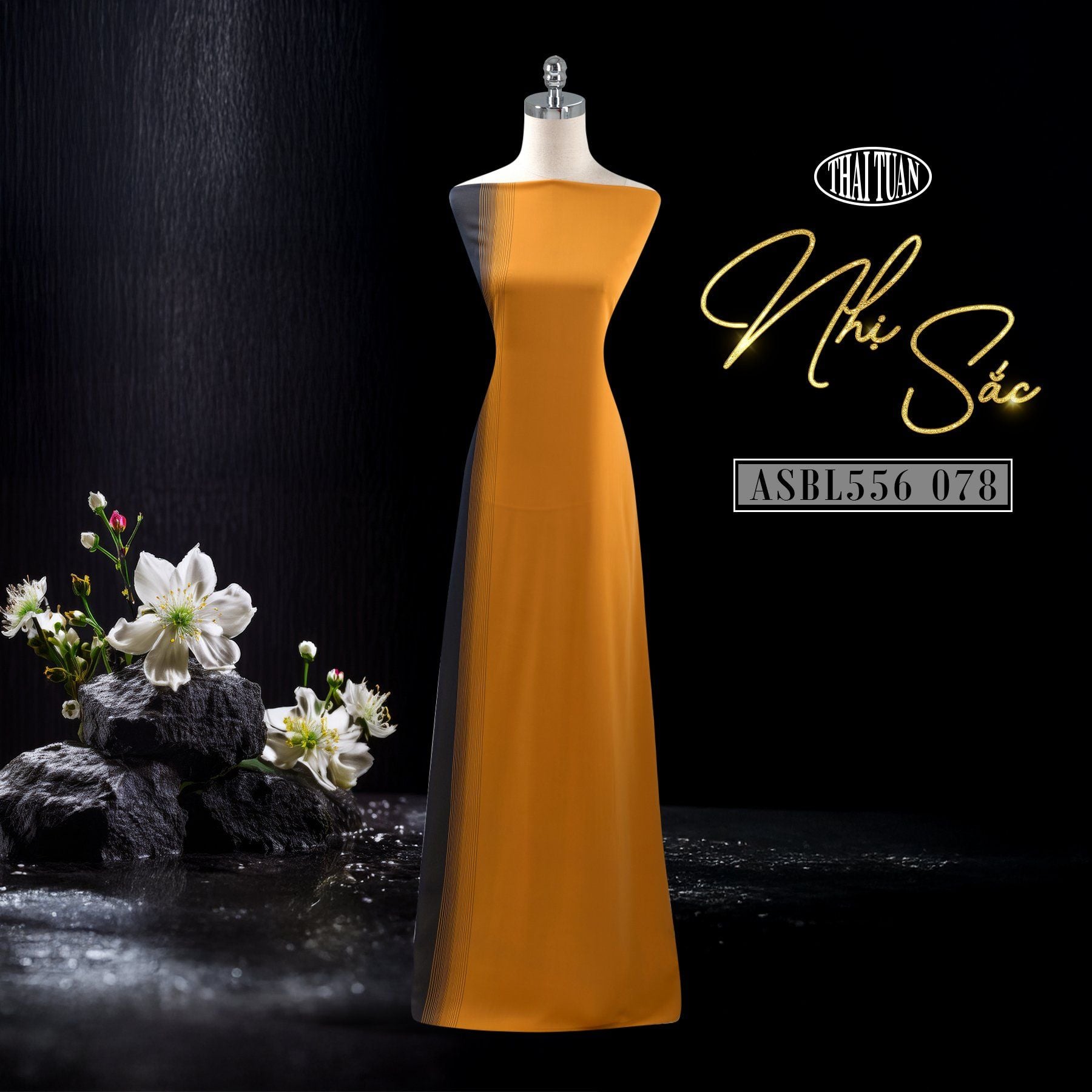 Vải In Hoa Văn Cách Điệu Nhẹ Màu Vàng Đồng 2 Ánh Khổ 1m50 Dài 3m ASBL556078