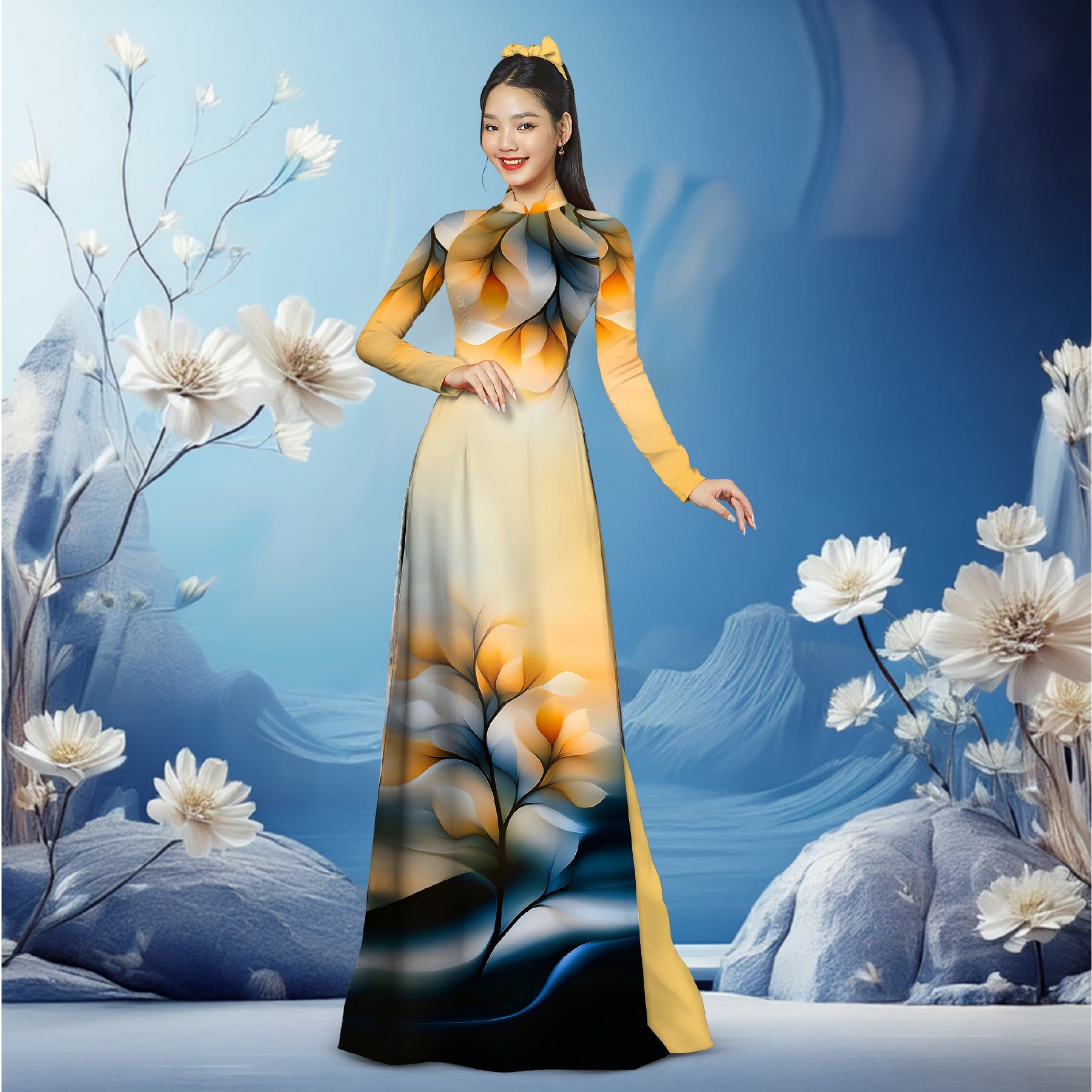 Vải Áo Dài Sắc Phương Nam Hoa Lá Kháng Khuẩn 1m50 x 2m1 ASBR533008MA5