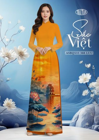 ASBQ533308LUU Vải Áo Dài In Sắc Việt Khổ 1m5 x 2m3