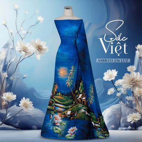 Vải Áo Dài In Sắc Phương Nam Phong Cảnh Sắc Việt Khổ 1m5 x 2m3 ASBR533236LUZ