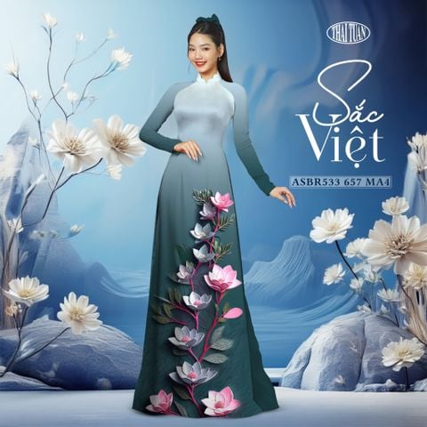 Vải Áo Dài Sắc Phương Nam Hoa Lá Kháng Khuẩn 1m50 x 2m1 ASBR533657MA2