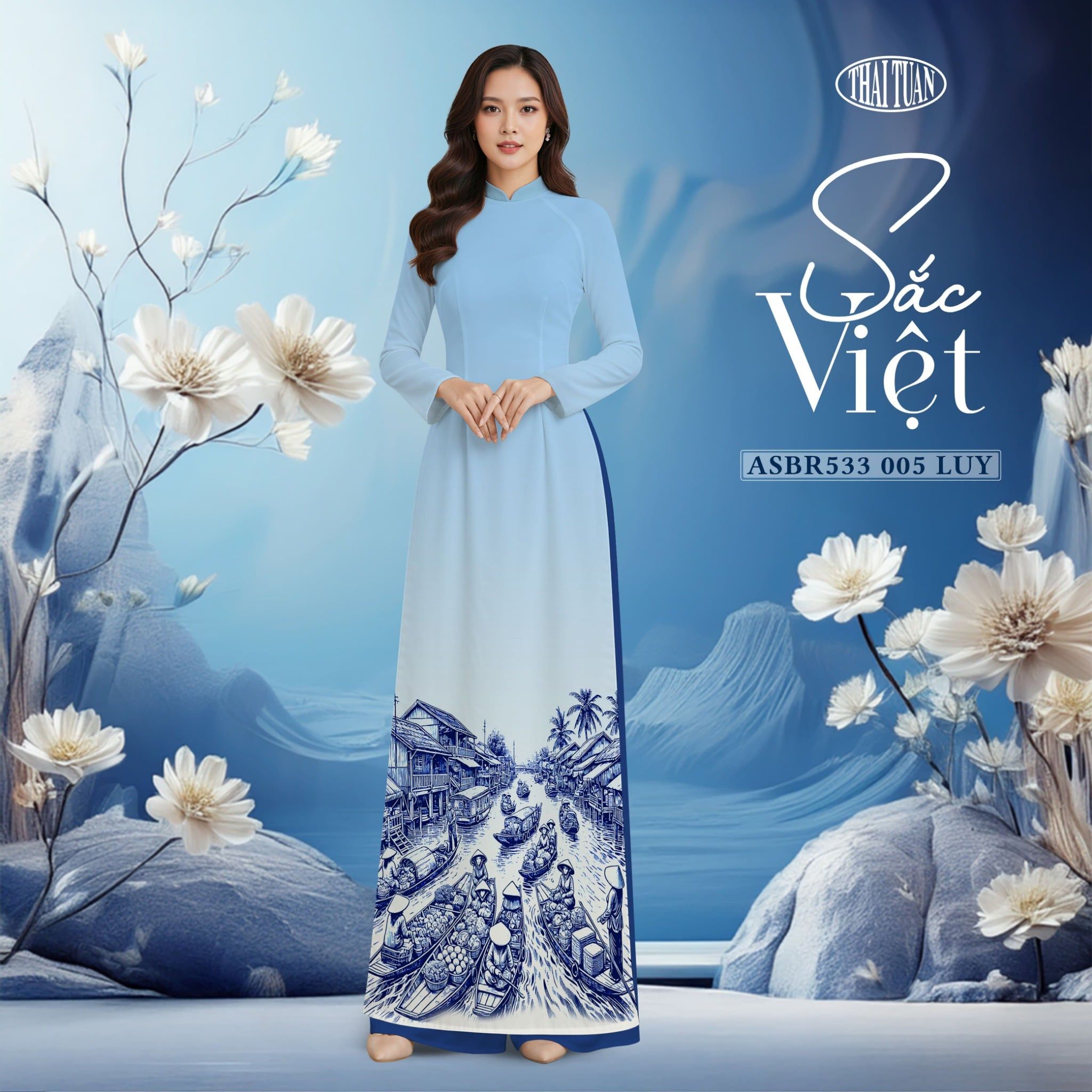 ASBQ533005LUY Vải Áo Dài In Sắc Việt Khổ 1m5 x 2m3