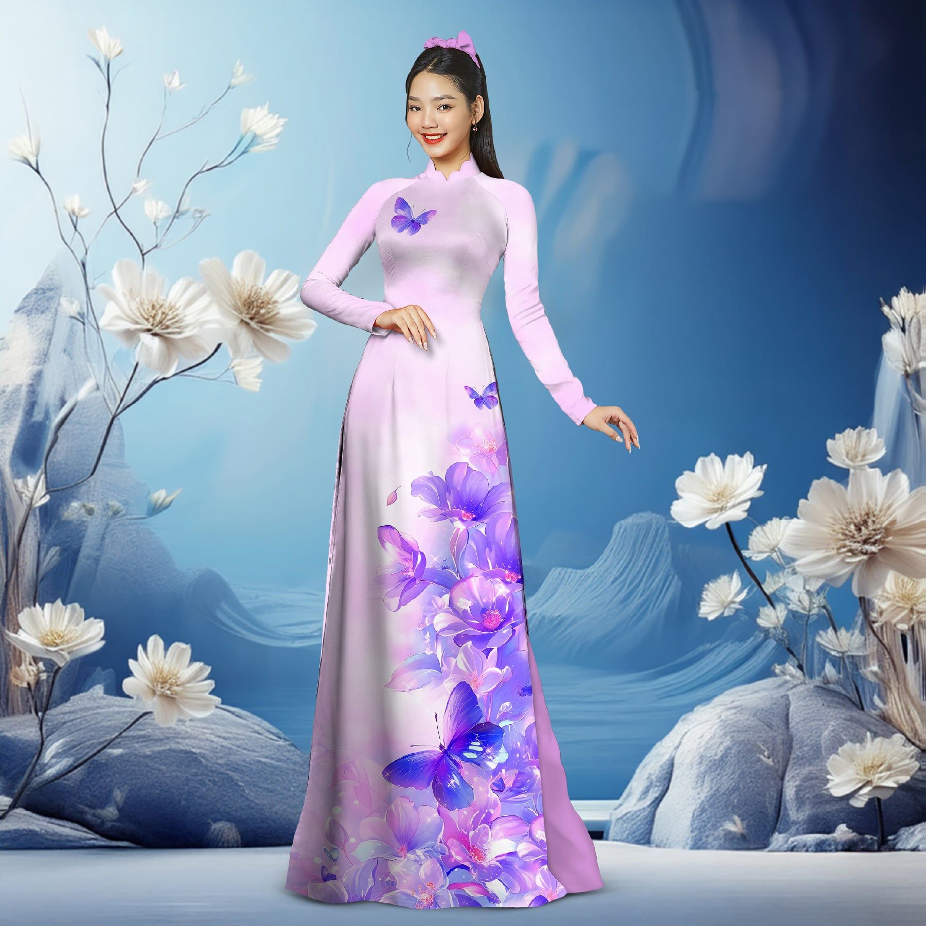 Vải Áo Dài Sắc Phương Nam Hoa Lá Kháng Khuẩn 1m50 x 2m1 ASBR533030MA3