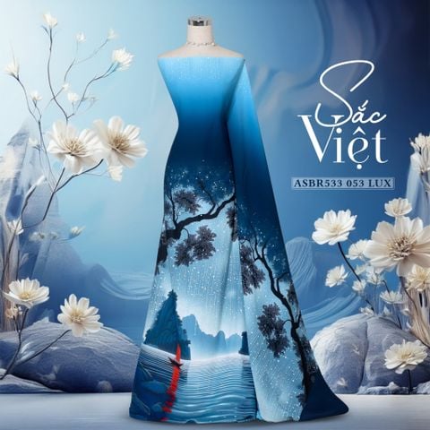 Vải Áo Dài In Sắc Phương Nam Phong Cảnh Sắc Việt Khổ 1m5 x 2m3 ASBR533053LUX