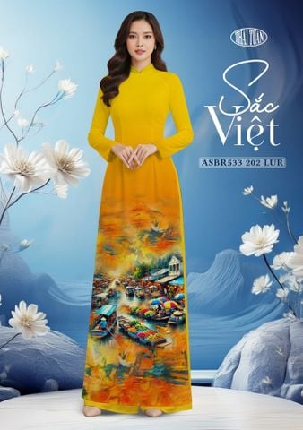 ASBR533202LUR Vải Áo Dài In Sắc Việt Khổ 1m5 x 2m3