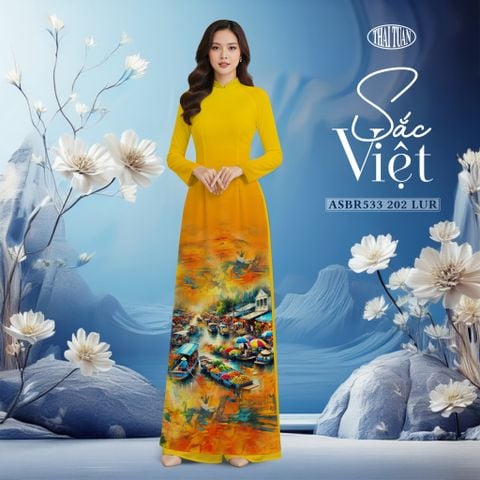 Vải Áo Dài In Sắc Phương Nam Phong Cảnh Sắc Việt Khổ 1m5 x 2m3 ASBR533202LUR