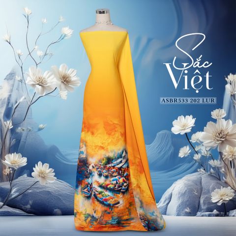 Vải Áo Dài In Sắc Phương Nam Phong Cảnh Sắc Việt Khổ 1m5 x 2m3 ASBR533202LUR