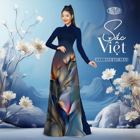 Vải Áo Dài Sắc Phương Nam Hoa Lá Kháng Khuẩn 1m50 x 2m1 ASBR533657MA1
