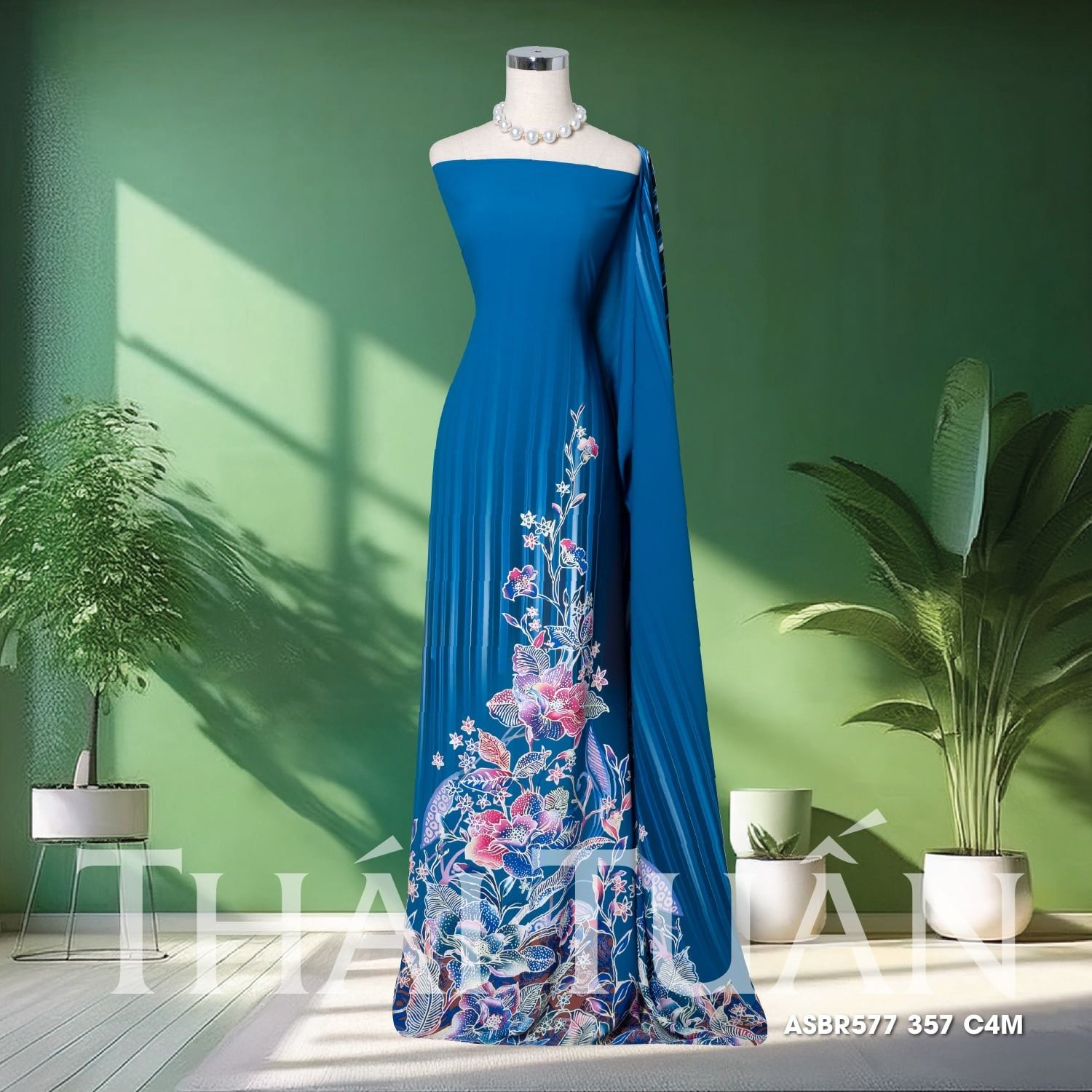 Vải In Sắc Phương Nam Hoa Lá Kháng Khuẩn 1m5 x 2m1 ASBR577357C4M