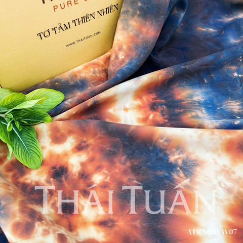 Vải Tơ Tằm Lam Sắc Màu Hoàng Hôn Khổ 1m15 x 2m5 ATRN003W07