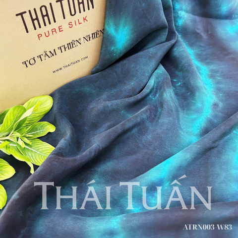 Vải Tơ Tằm Lam Sắc Màu Xanh Khói Khổ 1m15 x 2m5 ATRN003W83