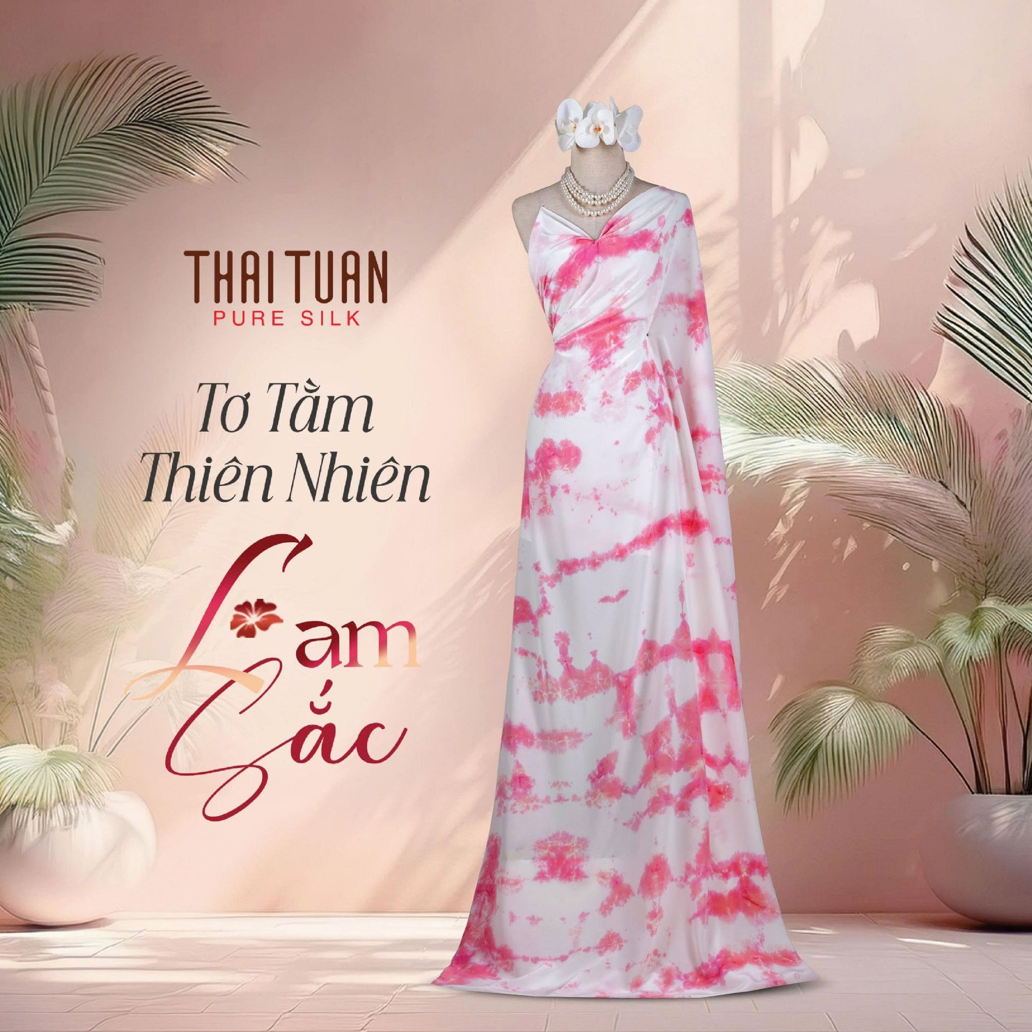 Vải Tơ Tằm Lam Sắc Màu Hồng Nhạt Khổ 1m15 x 2m5 ATRN003W46