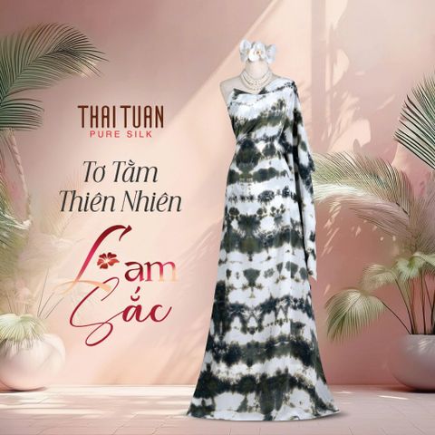 Vải Tơ Tằm Lam Sắc Màu Đen Khổ 1m15 x 2m5 ATRN003W40