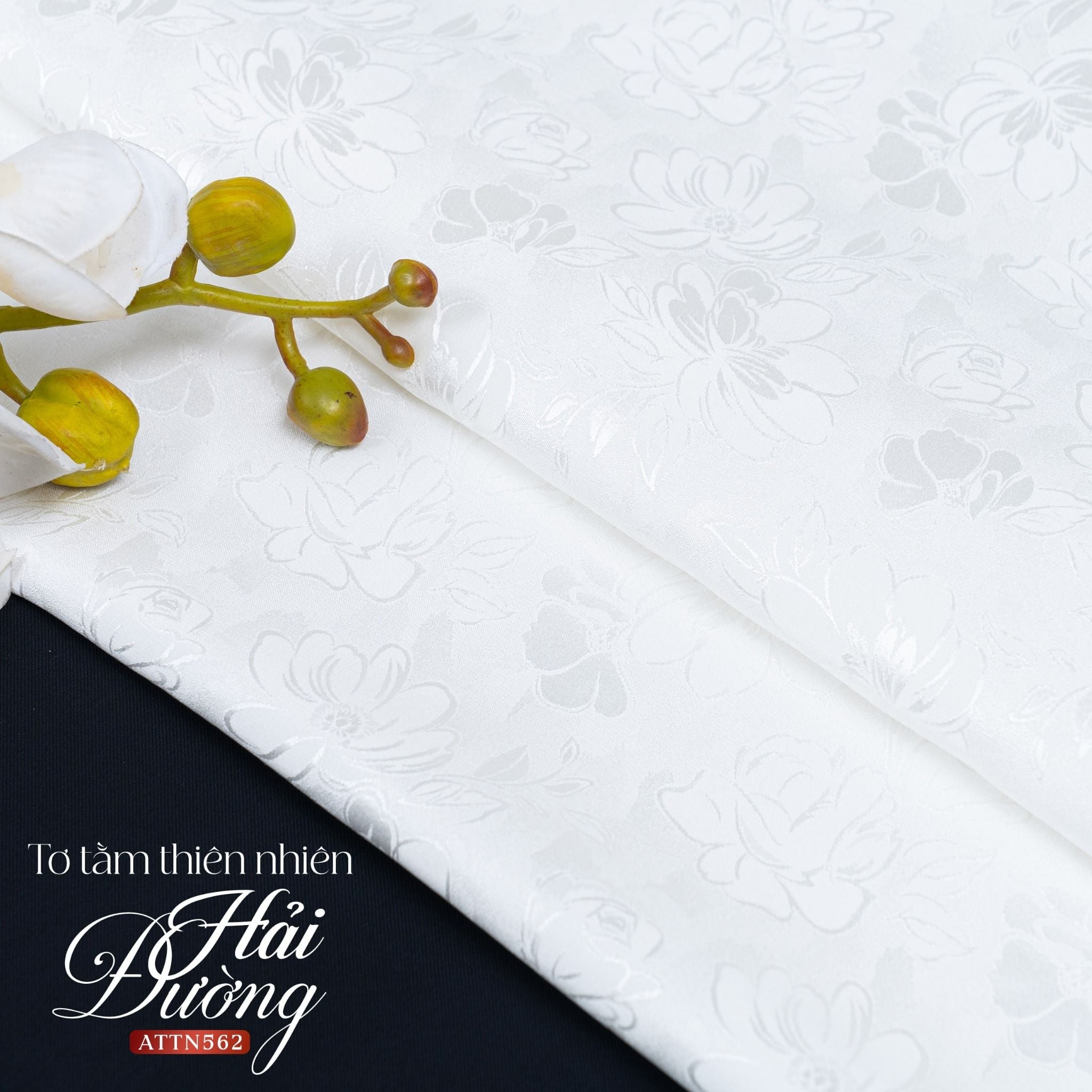 ATTN562020 Vải Tơ Tằm Hải Đường Màu Trắng Khổ 1m15 x Dài 2m5