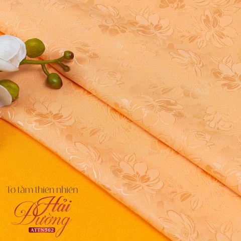 ATTN56203B Vải Tơ Tằm Hải Đường Màu Da Cam Khổ 1m15 x Dài 2m5