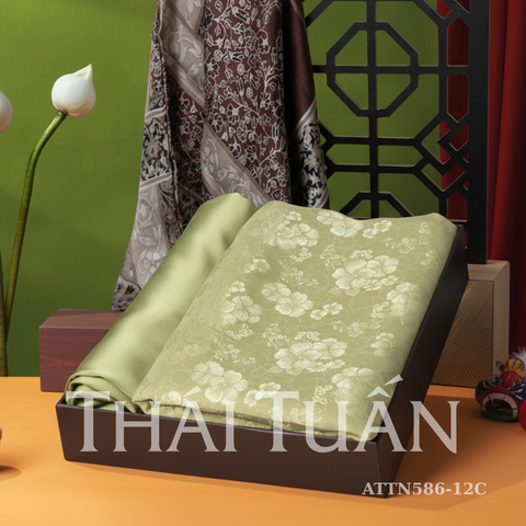 ATTN568 Vải Tơ Tằm Thượng Hạng Họa Tiết Hoa Thảo Mộc 1m15 x 3m