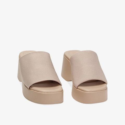 Dép Quai Ngang Nữ Black Fabric Wedges Primadonna Collection