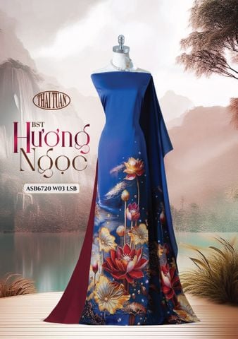 ASB6720W03LSB Vải Áo Dài Satin Hương Thơm Đính Đá Khổ 1m50 x Dài 2m3