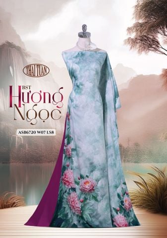 ASB6720W07LS8 Vải Áo Dài Satin Hương Thơm Đính Đá Khổ 1m50 x Dài 2m3