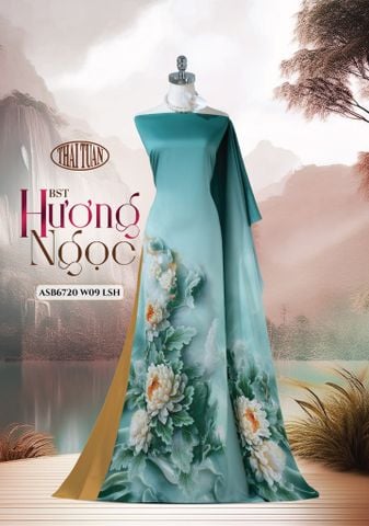 ASB6720W09LSH Vải Áo Dài Satin Hương Thơm Đính Đá Khổ 1m50 x Dài 2m3