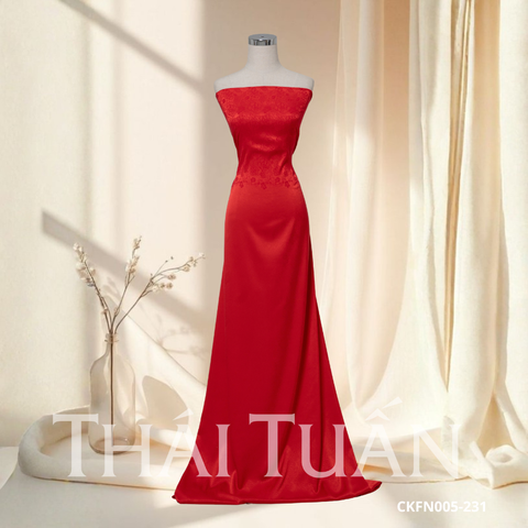 Vải Gấm Lụa Thêu Màu Đỏ Khổ 1m15 x 2m5 CKFN005231