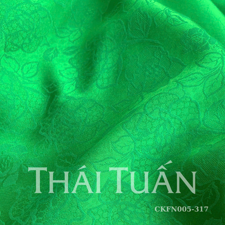 Vải Gấm Lụa Thêu Màu Xanh Lá Khổ 1m15 x 2m5 CKFN007217