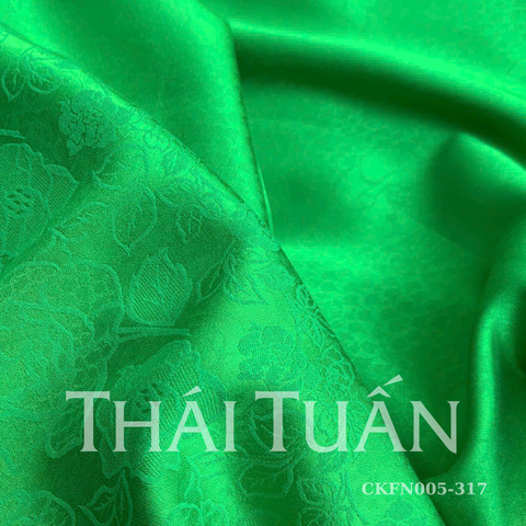 Vải Gấm Lụa Thêu Màu Xanh Lá Khổ 1m15 x 2m5 CKFN007217