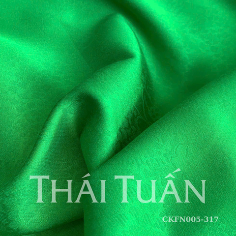 Vải Gấm Lụa Thêu Màu Xanh Lá Khổ 1m15 x 2m5 CKFN007217