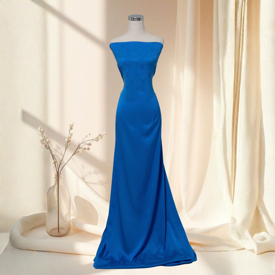 Vải Gấm Lụa Thêu Màu Xanh Khổ 1m15 x 2m5 CKFN005483