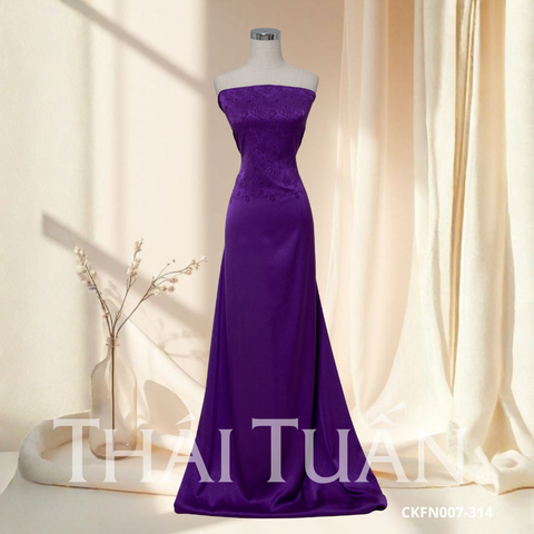 Vải Gấm Lụa Thêu Màu Tím Khổ 1m15 x 2m5 CKFN007314