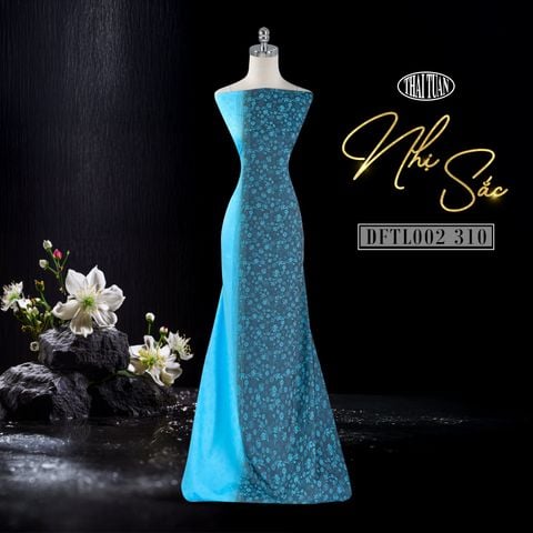 Vải Gấm Hoa Văn Cách Điệu Nhẹ Màu Xanh 2 Ánh Khổ 1m50 Dài 3m DFTL002042