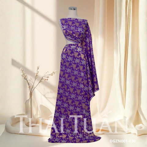Vải Gấm Gốc Hoa Ánh Kim Màu Tím Khổ 1m15 x 2m2 DGZN001030
