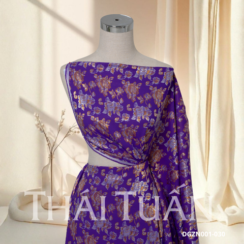 Vải Gấm Gốc Hoa Ánh Kim Màu Tím Khổ 1m15 x 2m2 DGZN001030